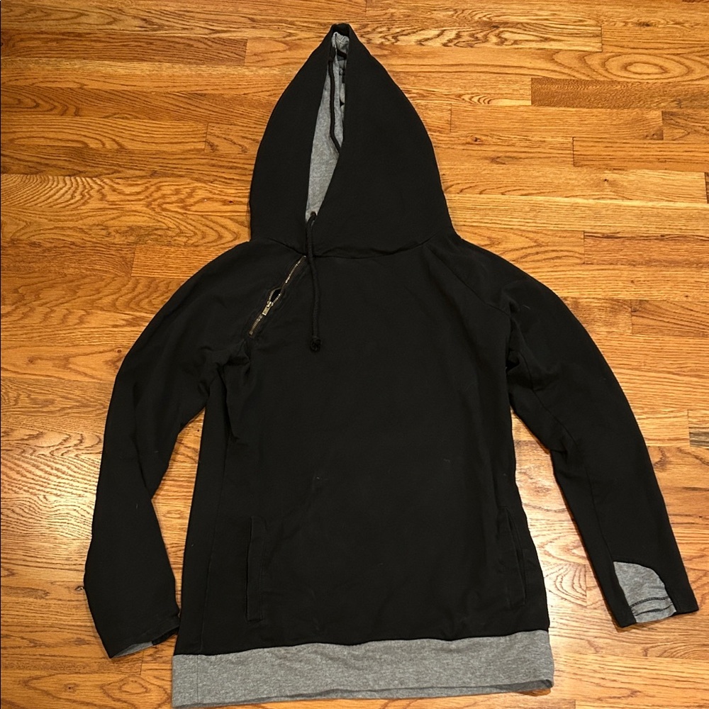 Black and Gray Double Hooded Sweatshirt